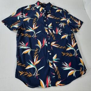 J Crew Floral Slim Short Sleeve Flex Washed Shirt